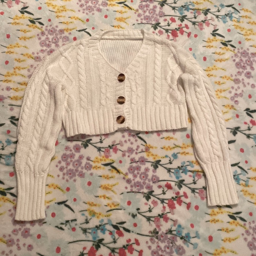 White cropped sweater